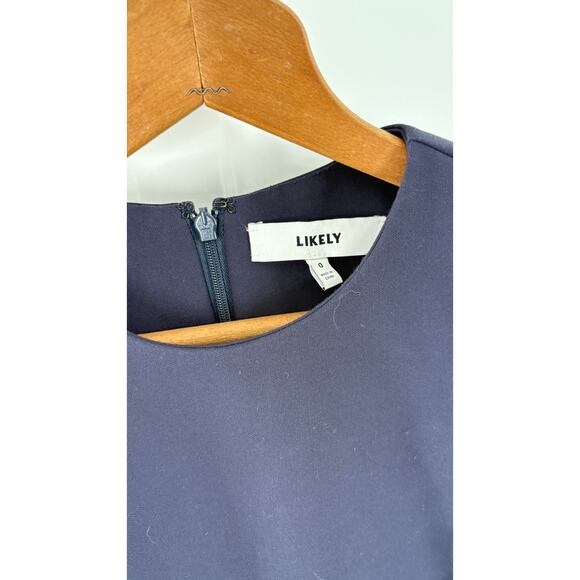 Likely Beckett Peplum Sheath Dress 0 NWOT Navy Blue Academia Prep Career Office - Picture 5 of 7